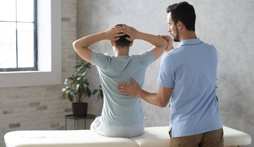 Patient receiving spinal therapy for nerve decompression